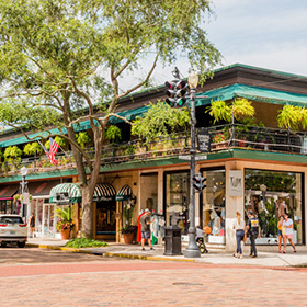 Downtown area in Winter Park, FL